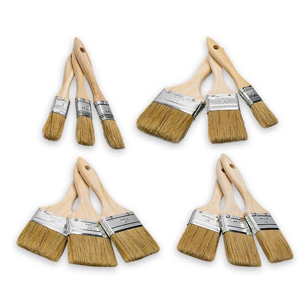 Farmhouse Paint - Wholesale Paint/Wax Brush - Natural Bristle Double Thick Chip Brushes (3 Pack)