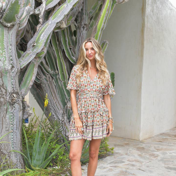 HARLOWE PRINT DAYA SHORT SLEEVE MINI DRESS for wholesale by Jaase