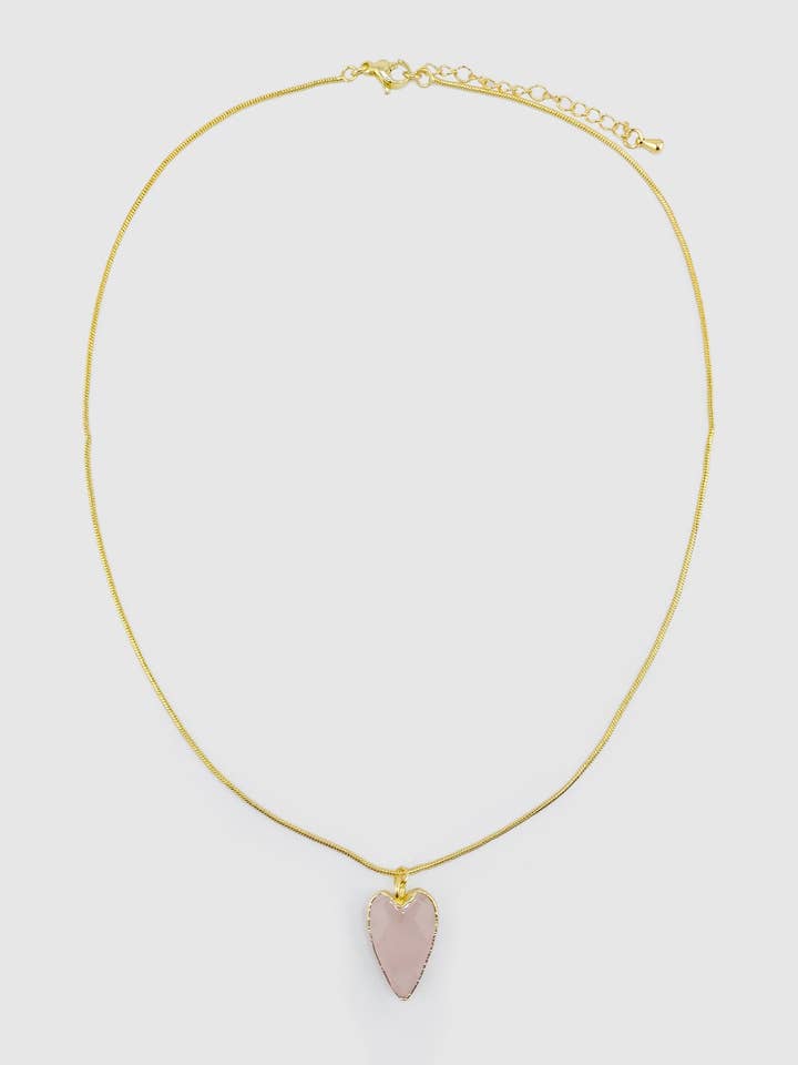 Miz Casa & Co Priya Heart Necklace Rose Quartz for wholesale by Izoa pty ltd