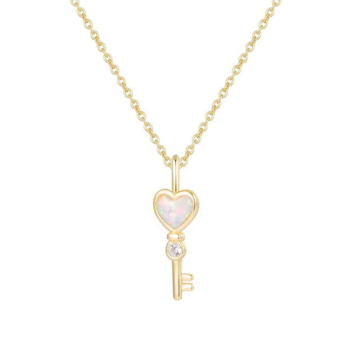 Opal Nøgle Hjerte Vedhæng Halskæde for engroshandel hos Kamaria Jewelry