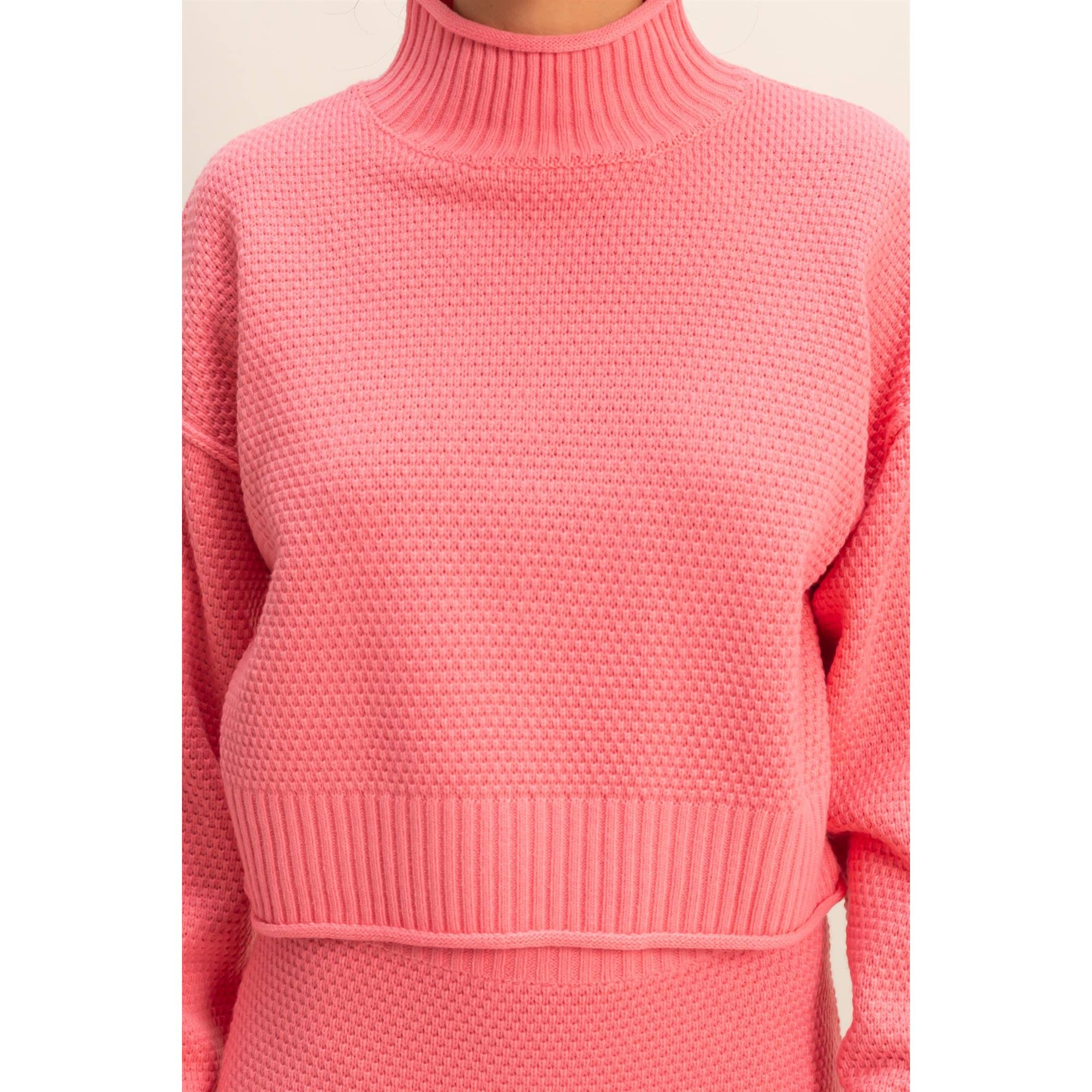 Double Zero - Wholesale Top & Skirt Set - Women's - Textured High Neck Sweater & Skirt Set9