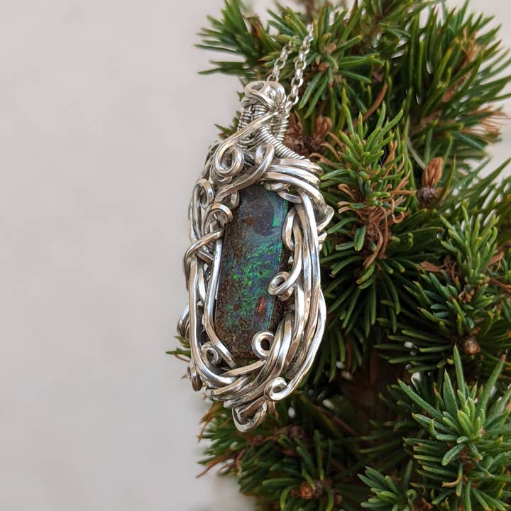 Le Tourbillon Minéral - Wholesale Individual Charm/Pendant - Sterling Silver Boulder Opal Pendant4