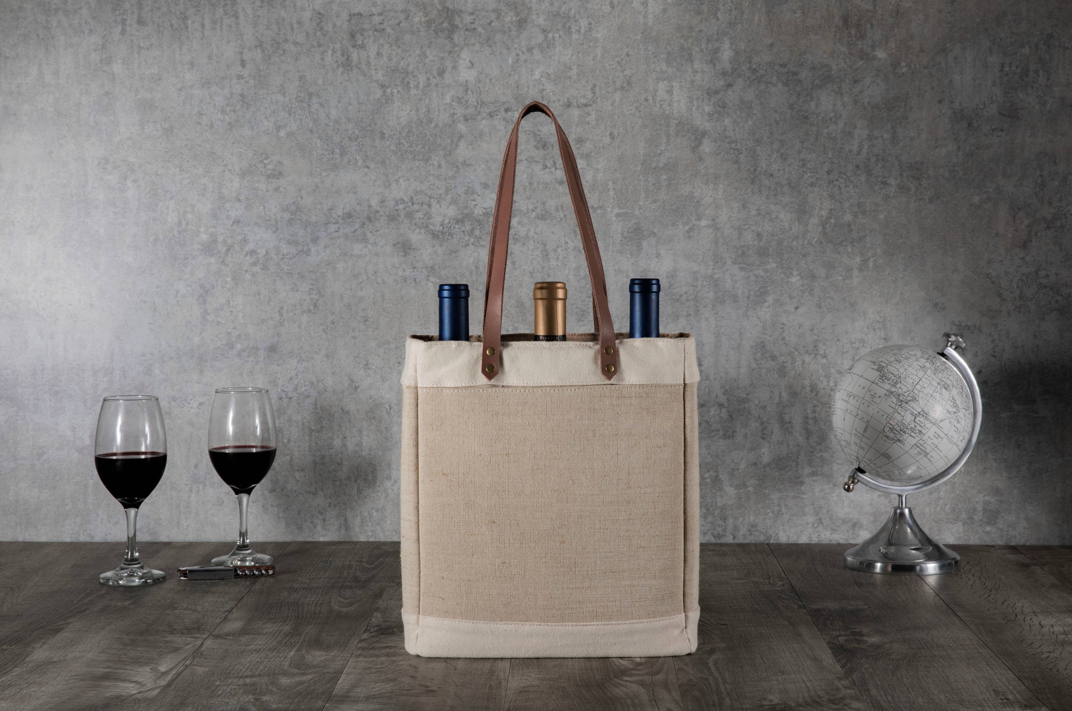 Beige Pinot Jute 3 Bottle Insulated Wine Bag for wholesale on Faire8