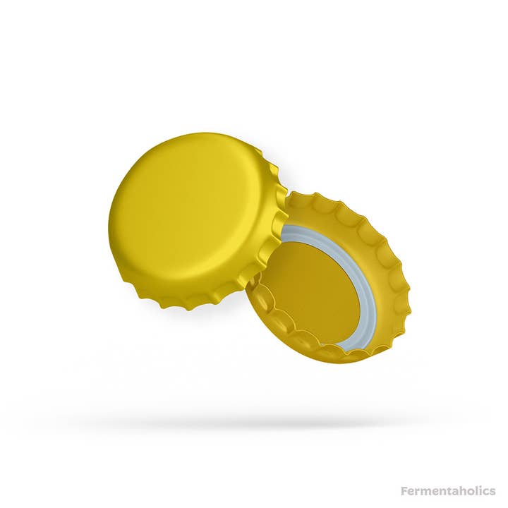 Fermentaholics - Wholesale Bottle/Wine Opener - Fermentaholics Yellow Beer Bottle Caps - 144 Count6