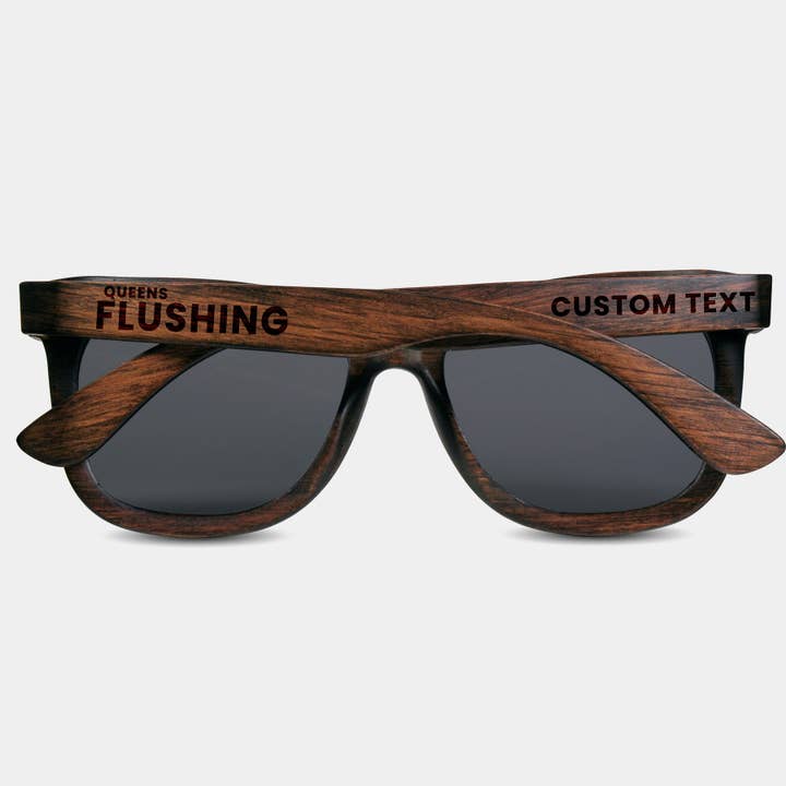 Custom Flushing New York Sunglasses Unique New York Gifts for wholesale by Engraved In Nature