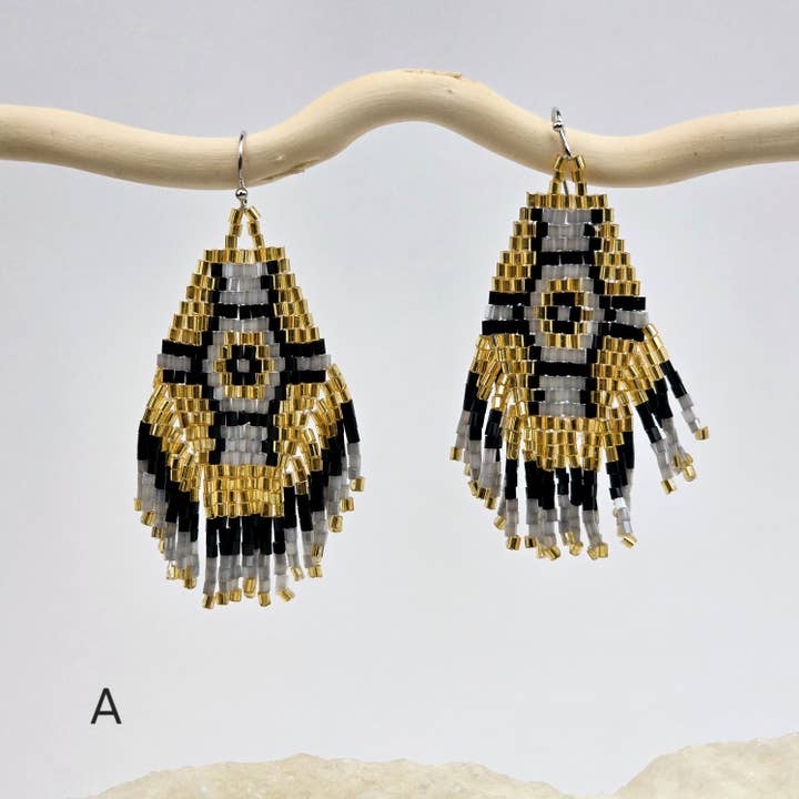 Rock Paradise - Wholesale Dangle earrings - Seed Bead Earrings - Hexagon and Fringe Pattern - You Choose Style