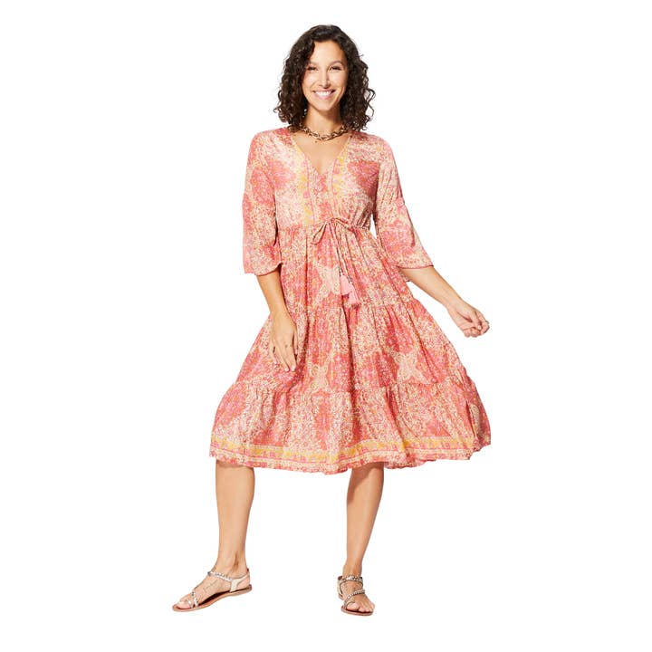 VESTIDO DE VERÃO MIDI MANGAS 3/4 MCRO0647E por atacado de Aller Simplement