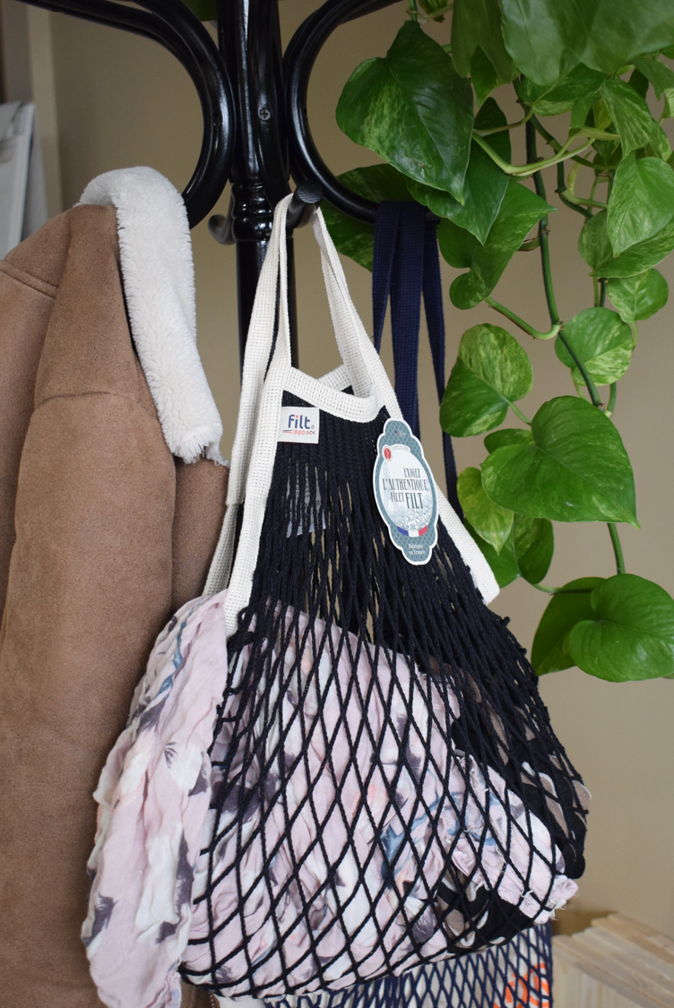 Filt1860 - Wholesale Grocery/Shopping Bag - Shopping net bag black with small ecru handles3