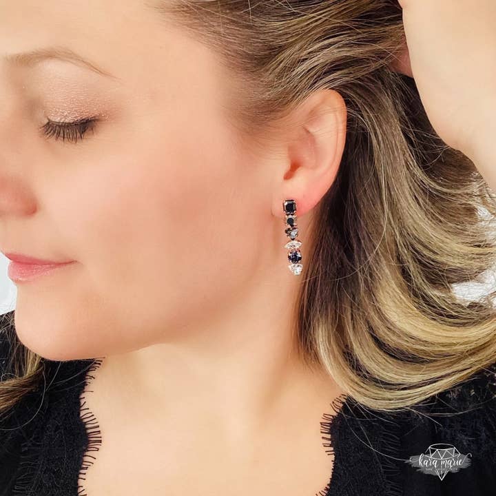 Tribal Sticks Earrings in Rose Gold x Silver x Silver Night for wholesale by KaraMarie