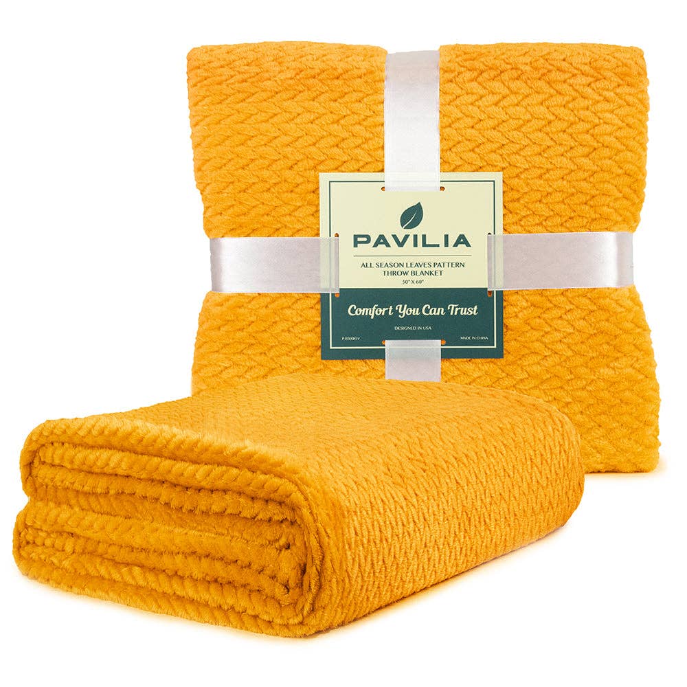 Pavilia – Manta para sofá por atacado – Cobertor de fleece texturizado com estampa de folhas97