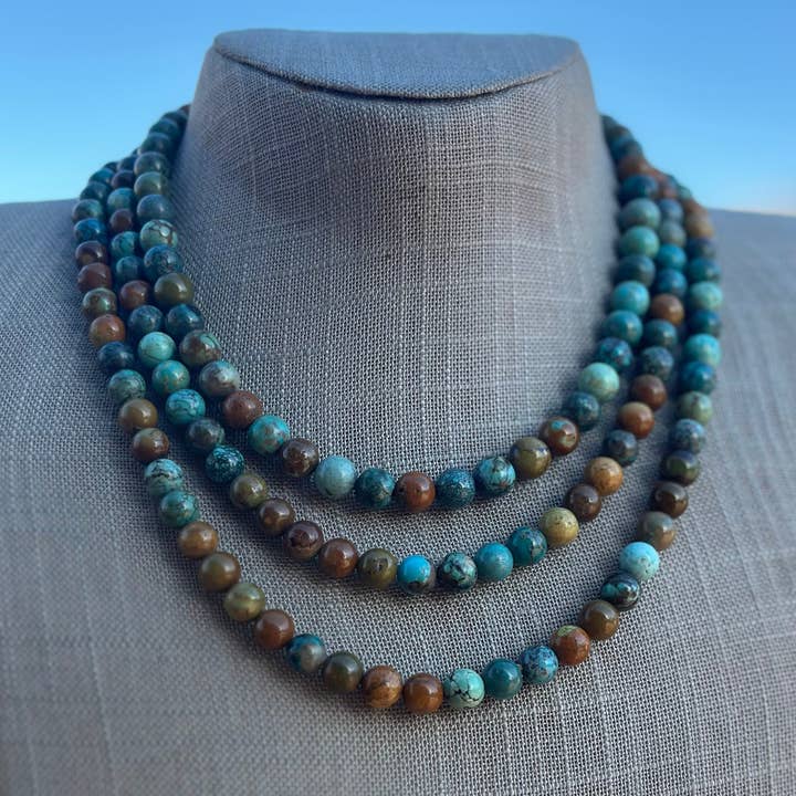 Nizhonitradersllc - Wholesale Beaded/pearl necklace - Navajo Tibetan Turquoise & Sterling Silver 8mm Beaded Necklace0