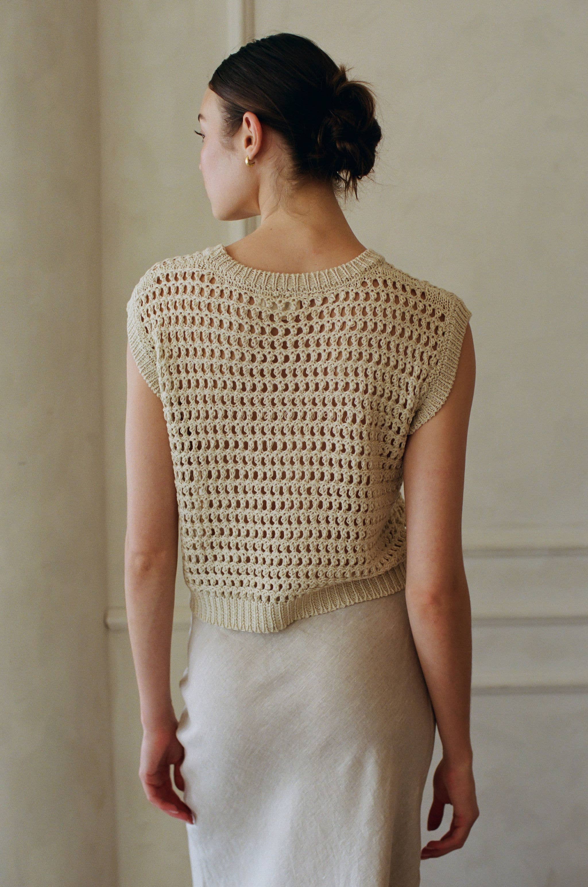 a.ren - Venta al por mayor Jersey corto de punto - Mujer - AW1068 | Jersey de Punto Acrílico Tencel Lino Pullover Top7