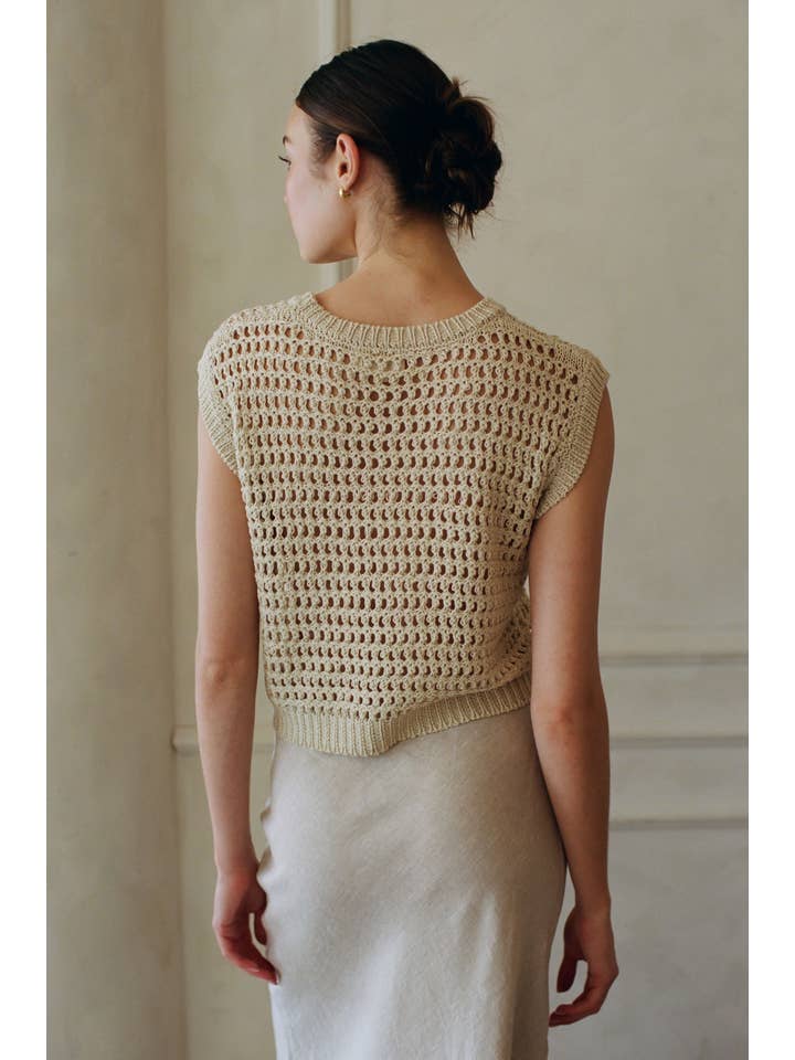 a.ren - Venta al por mayor Jersey corto de punto - Mujer - AW1068 | Jersey de Punto Acrílico Tencel Lino Pullover Top7