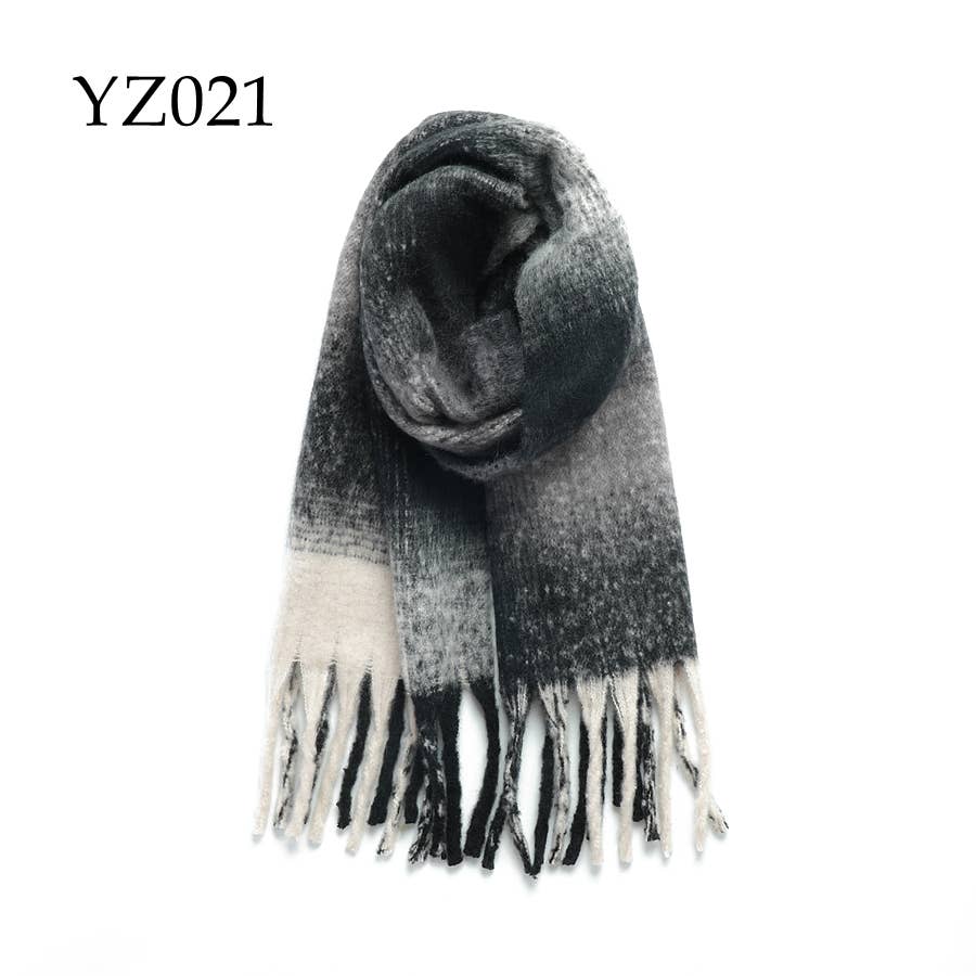 Adorro - Wholesale Scarf - Women's - Soft Chunky Oblong Multi Color Plaid Fleece Scarf8