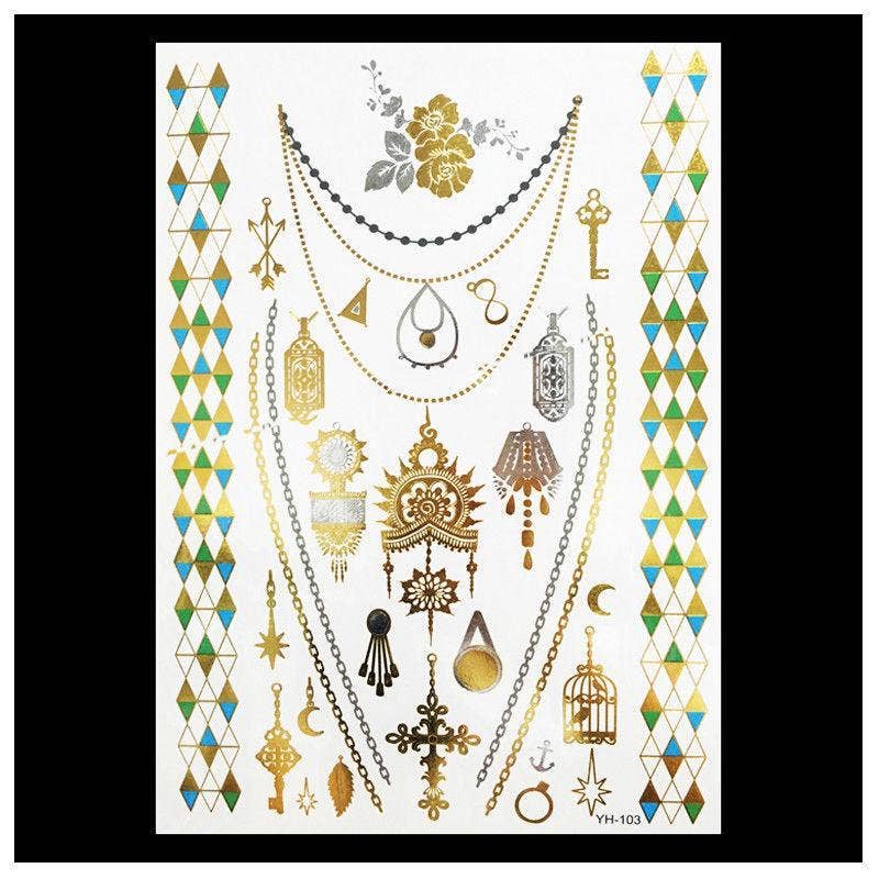 My Wholesale Warehouse - Wholesale Temporary Tattoo - Love Island Inspired Summer Festival and Beach Holiday Metallic Tattoos16