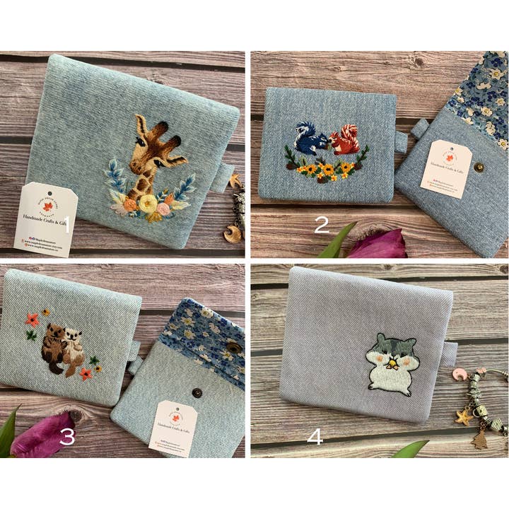 Maple Dream Store - Vendita all'ingrosso Portafogli - Donna - Portafoglio| Mini portafoglio in lino ricamato a mano - tono blu