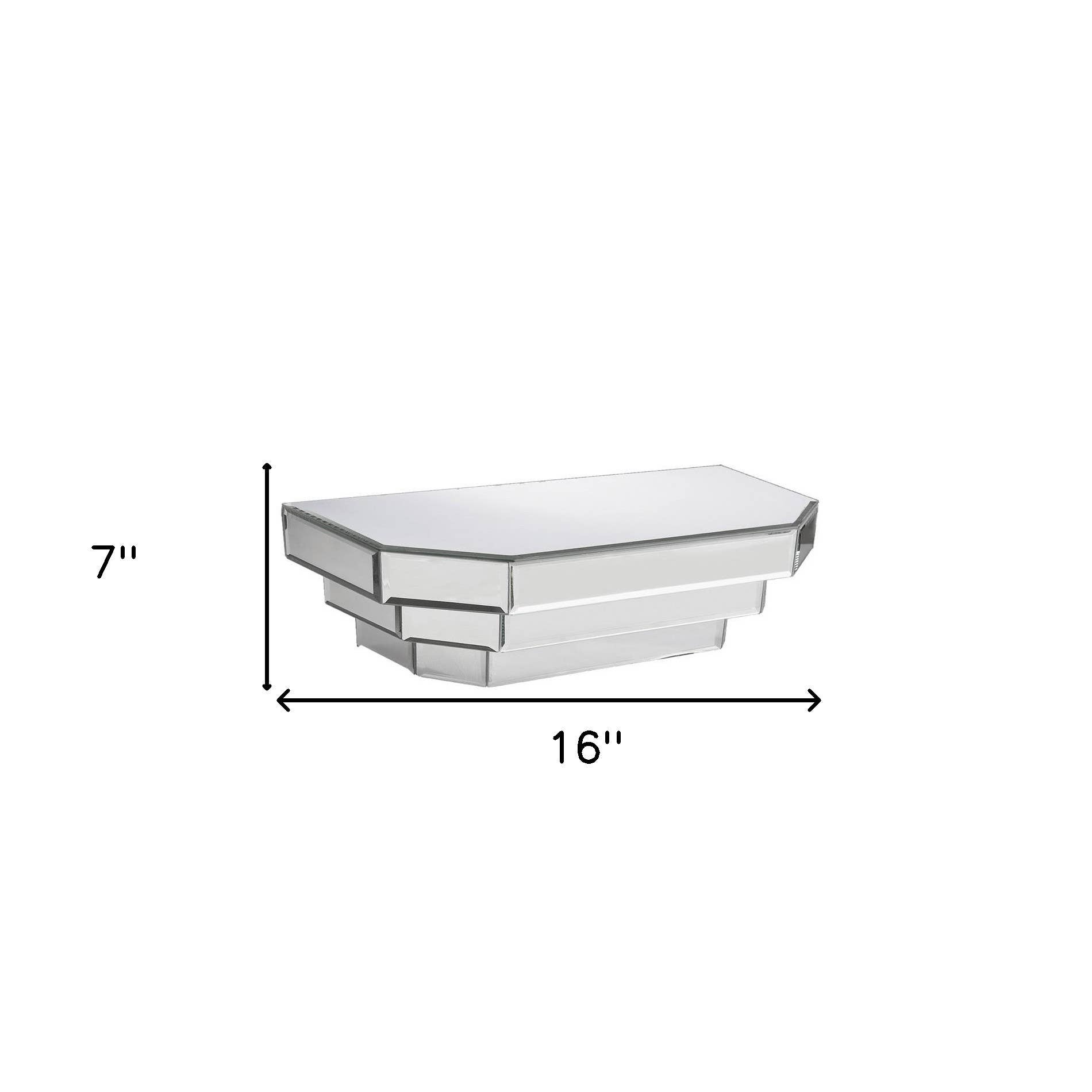 HomeRoots - Wholesale Wall Mounted Shelf - 16" Silver Mirrored Glass Hanging Dimensional Floating Shelf2