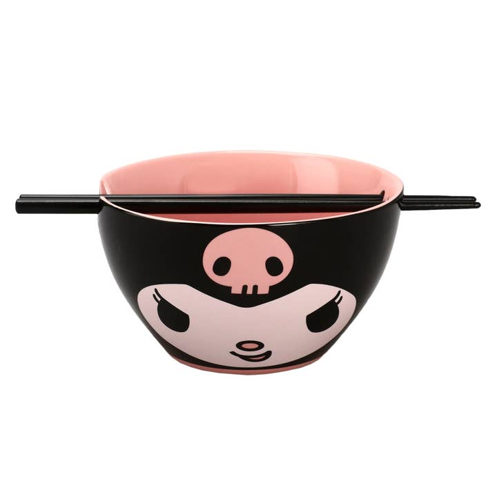 Kuromi 20 oz. Ceramic Ramen Bowl with Chopsticks for wholesale by Bioworld Merchandising