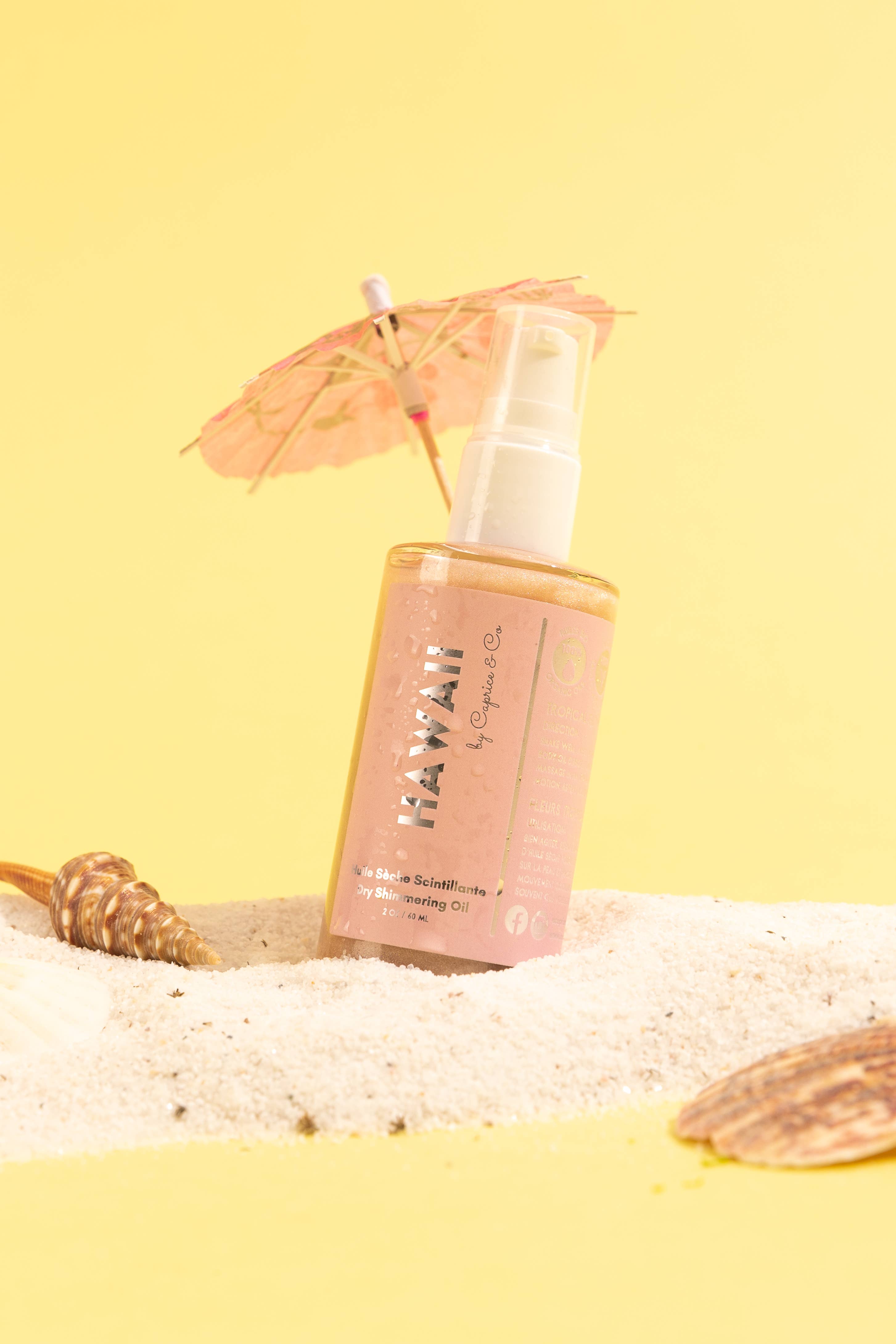 Caprice & Co - Vente Huile pour le bain/corps - Hawaï - Huile sèche chatoyante4