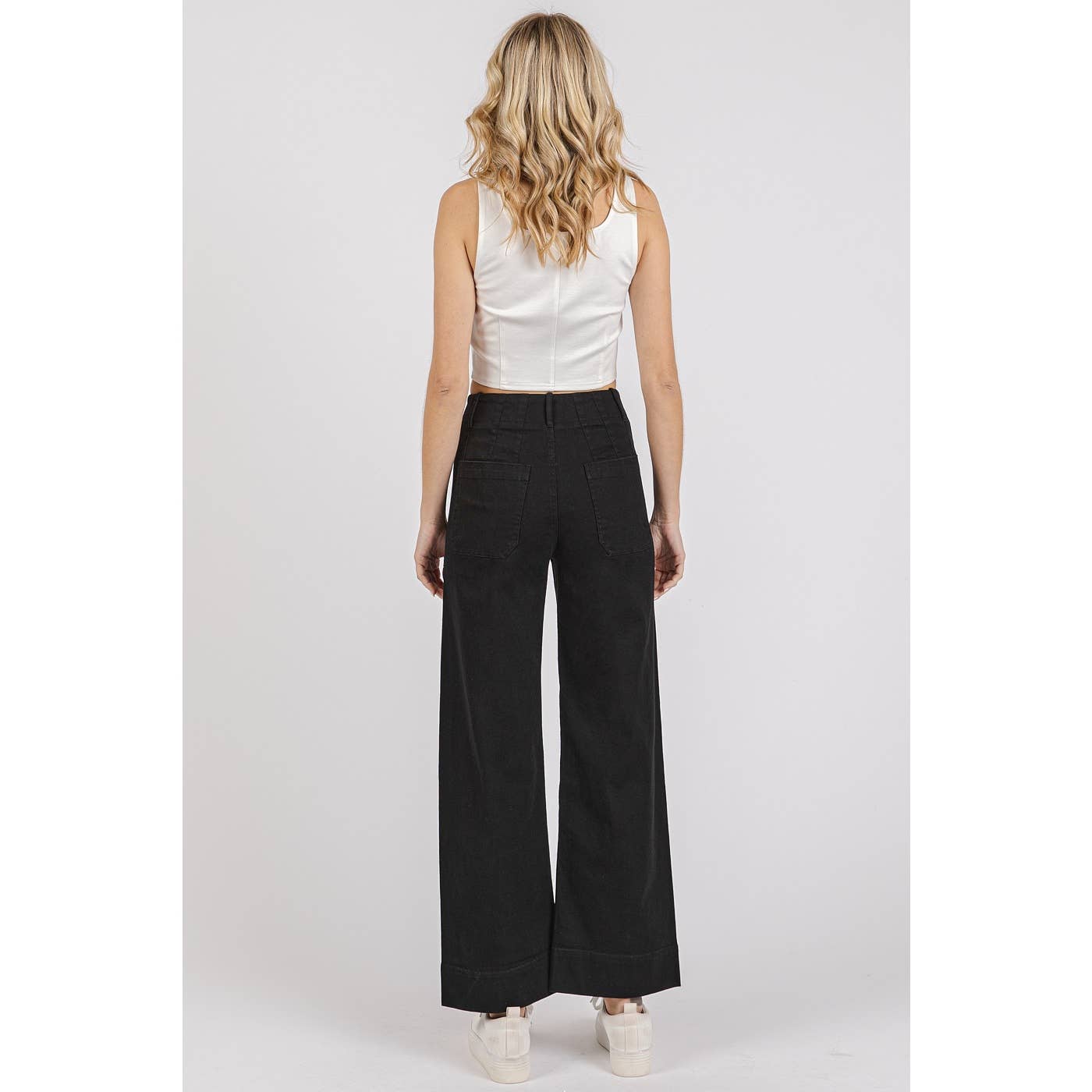 mittoshop - Wholesale Pants - Women's - TWILL PATCH POCKET HIGH RISE WIDE LEG PANTS12