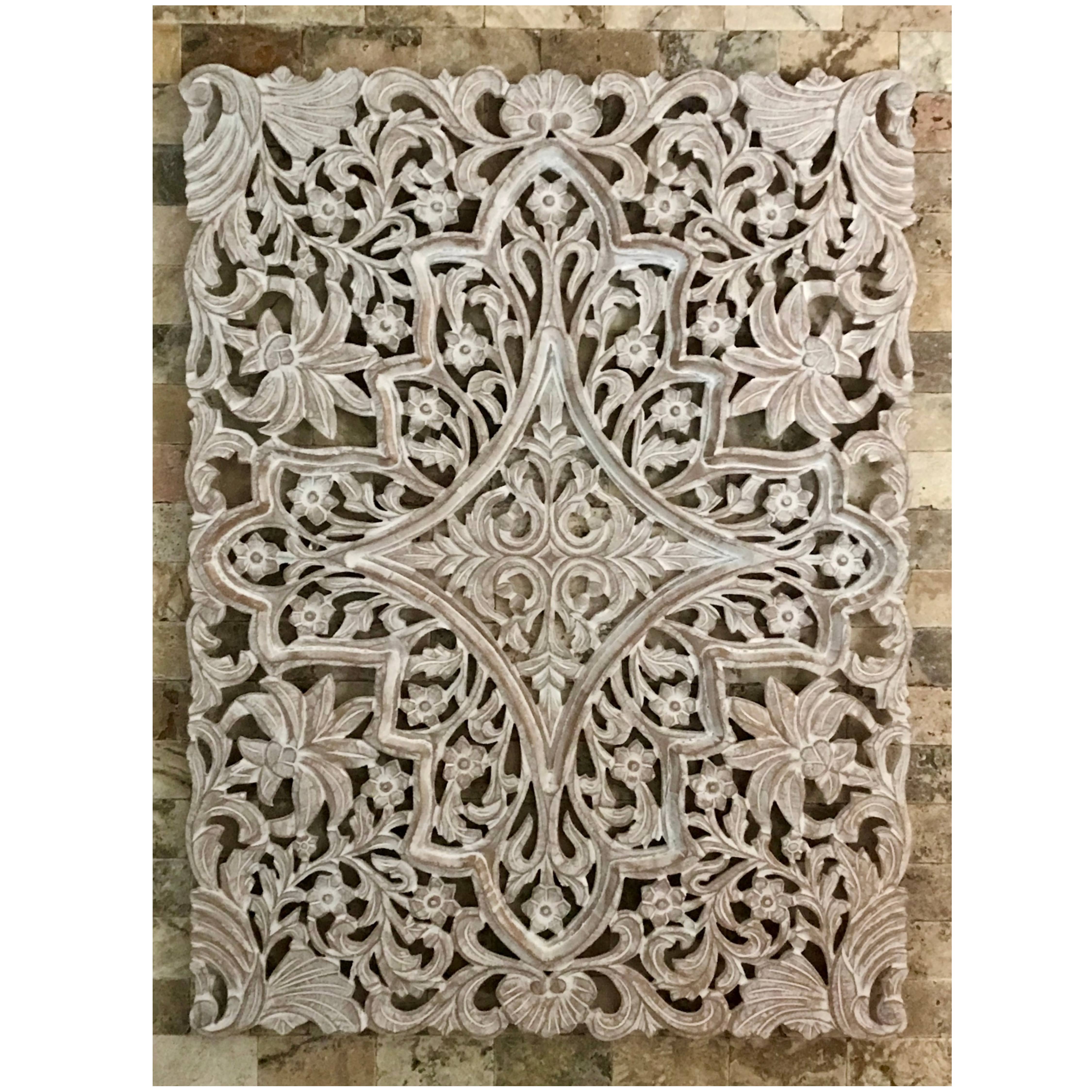 Wilco Home - Venta al por mayor Papel pintado 3D - Placa de pared tallada en 3D de Costa de Marfil, tallada a mano, de la India3