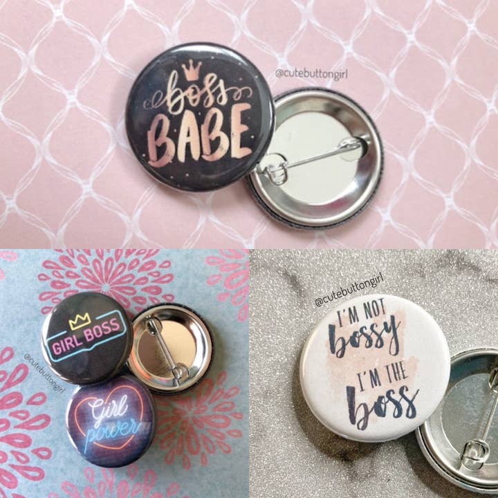 Boss Babe 1,25 pollici e 2,25 pollici per la vendita all'ingrosso da parte di Cute as a Button Girl