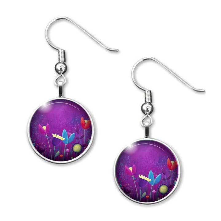Amélie Gagné Studio – wholesale Dangle earrings – Purple Glass Drop Earrings "Purple Haze"