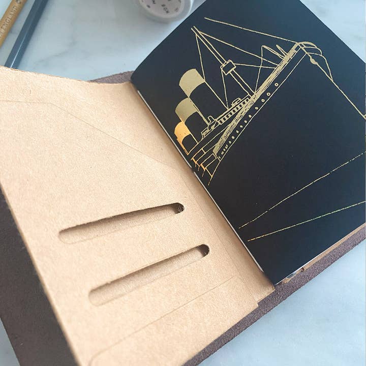 PAPERCROWN NI - Wholesale Notebook - Titanic Leather Journal Traveler's Notebook made in Belfast5