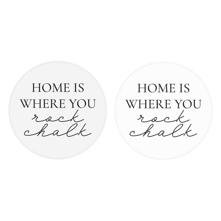 Minimalist B&W Kansas Rock Chalk | Absorbent Car Coasters | Set of 2 | Min 4 for wholesale by Love Local