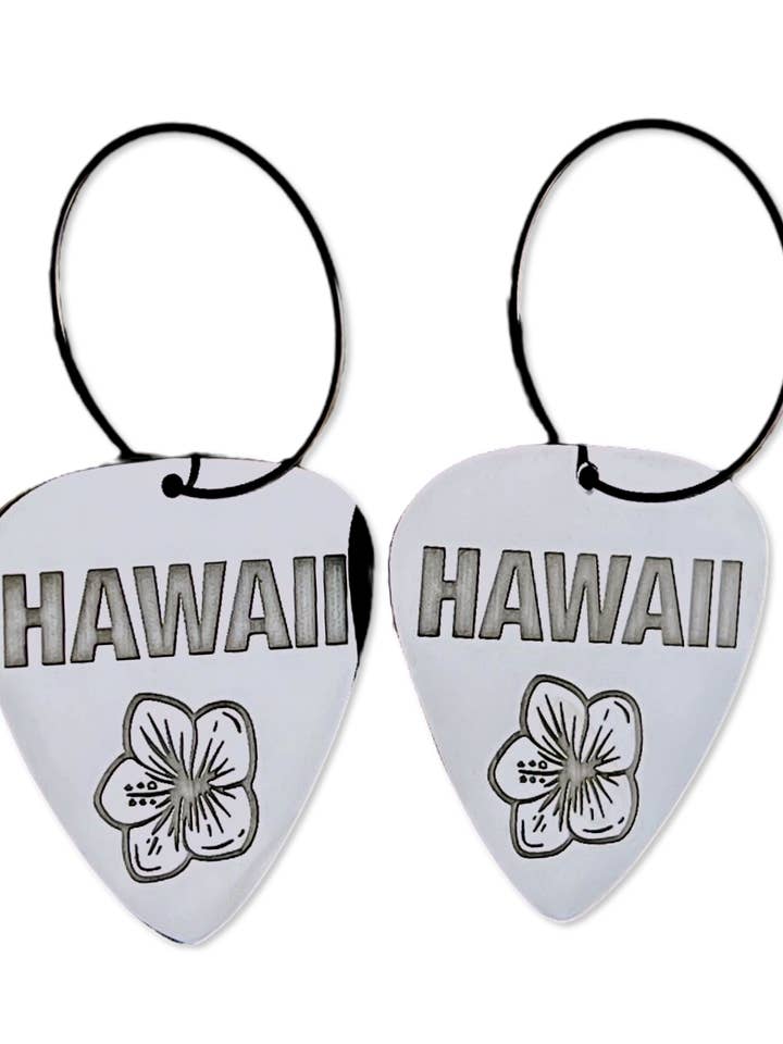 Hawaii Steel Reversible Single Guitar Pick Earrings for wholesale by Groupie Love