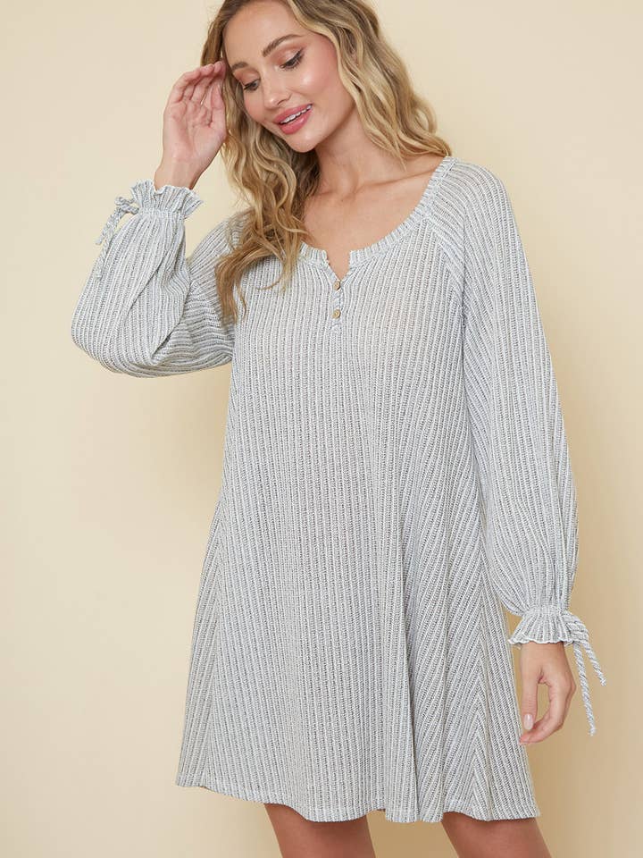 ROBE BOUTONNÉE WESTERN GRISE EN TRICOT DOUX SD2254A pour la vente par Saints & Hearts