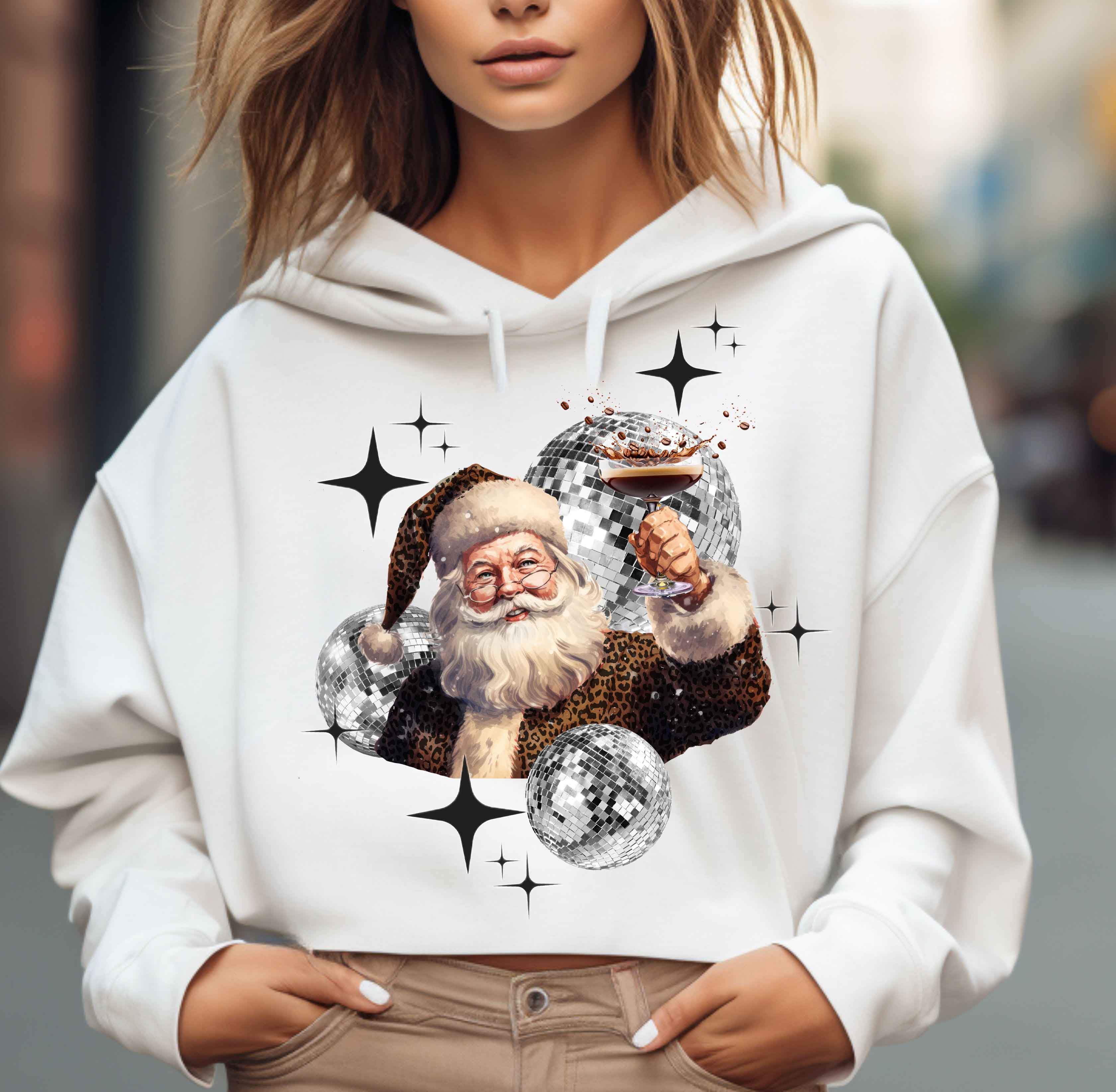 By Jodi LLC - Wholesale T-Shirt (Graphic) - Women's - Christmas Cheers Santa Tee Sweatshirt Long Sleeve Crop4
