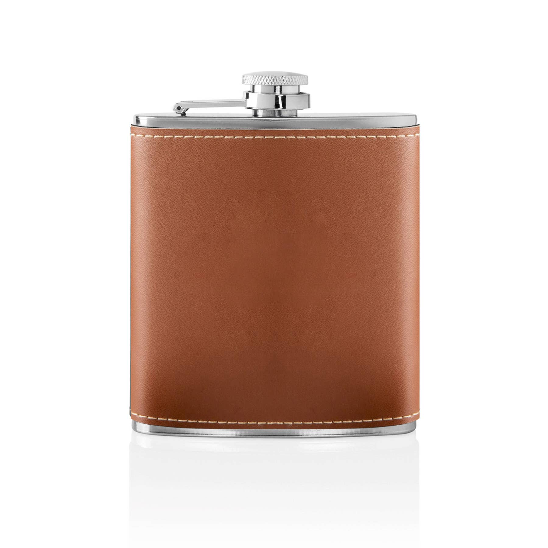 Beau-Coup - Wholesale Flask - Stainless Brown Leather Flask Set1