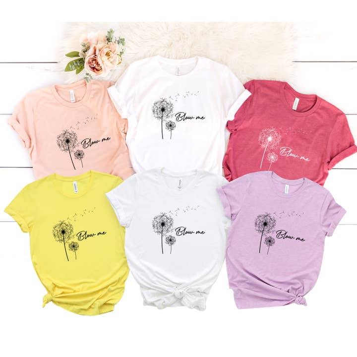 Blow Me Dandelion Shirt,Dandelion Silhouette Shirt,Botanical for wholesale by Tee Story
