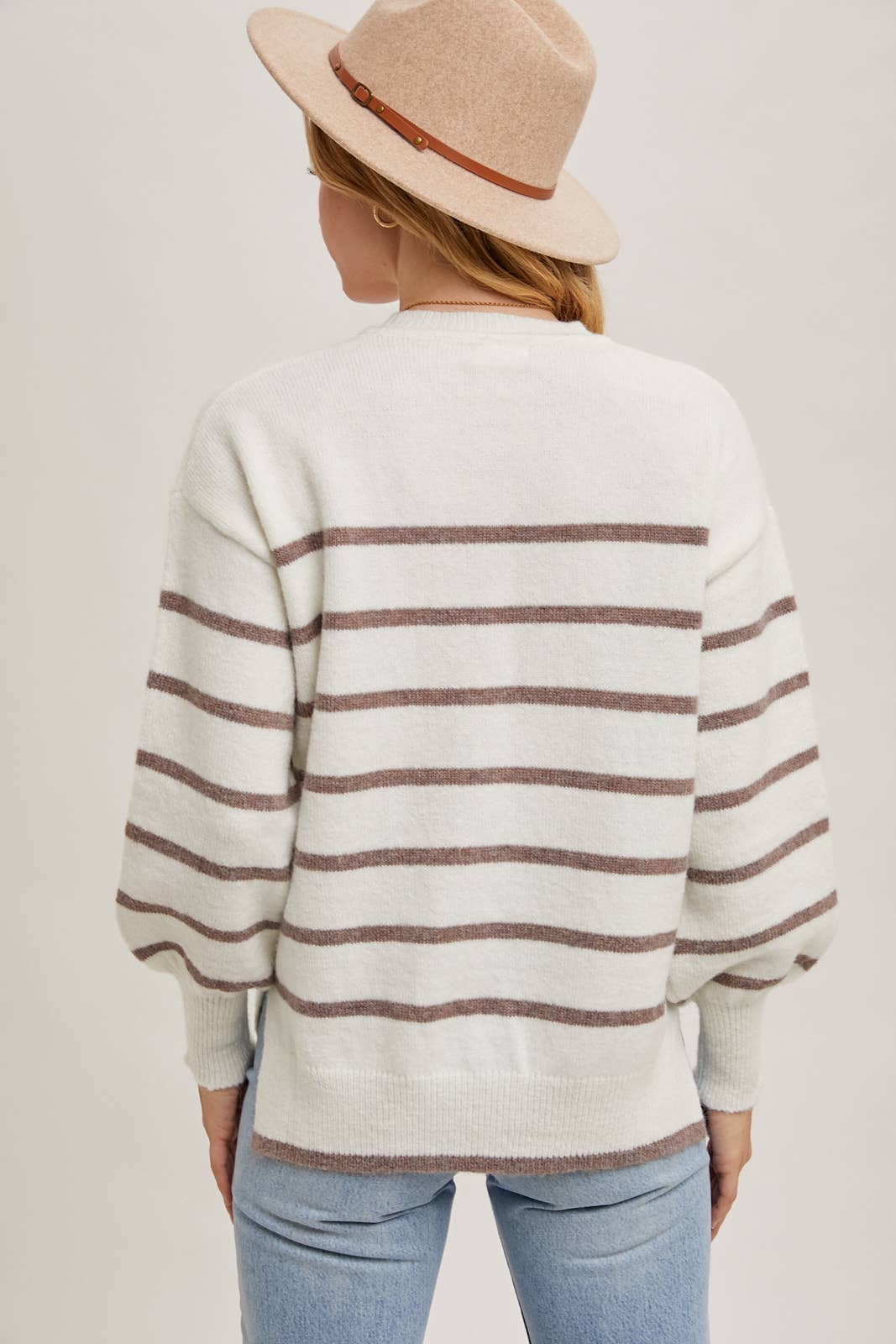 Bluivy - Wholesale Knit Sweater - Women's - STRIPED SIDE SLIT KNIT SWEATER PULLOVER14
