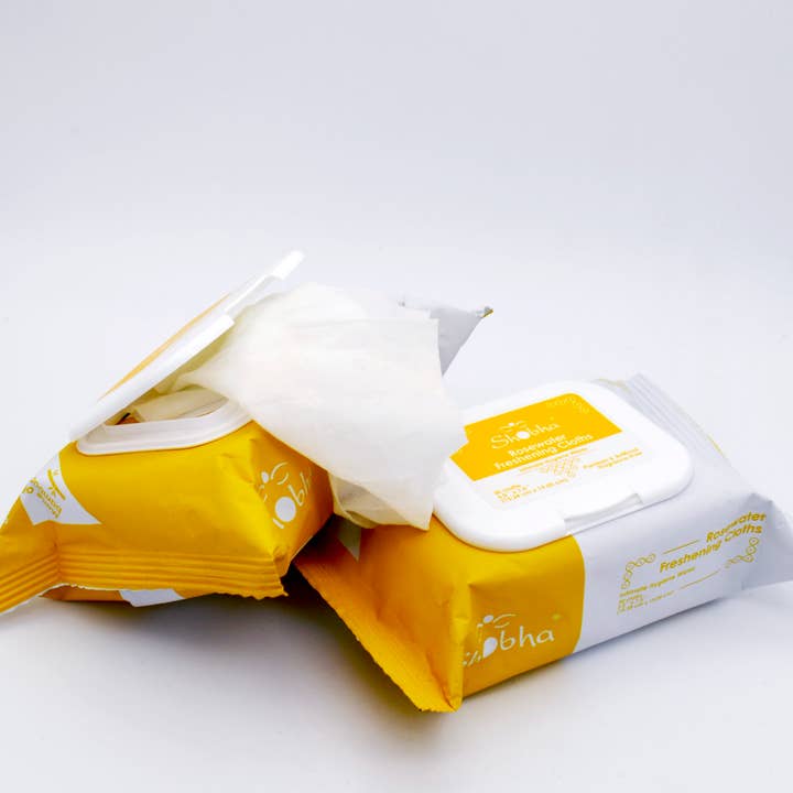 Lingettes rafraîchissantes à l'eau de rose Shobha® • 30 unités pour la vente par Shobha