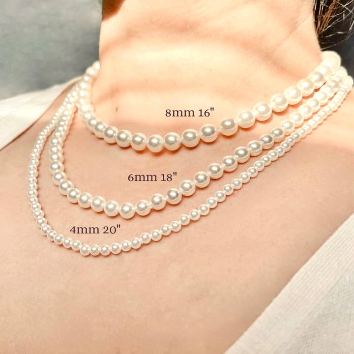 Blueyejewelry - Wholesale Beaded/Pearl Necklace - Pearl Necklace - 4 mm 6 mm 8 mm Shell Pearl Choker 2