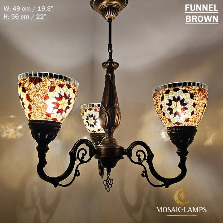 Mosaic Lamps – Candeeiro/lâmpada suspensa por atacado – Mosaico 3 Globo Feito à Mão Turco Marroquino Árabe Oriental Boh24