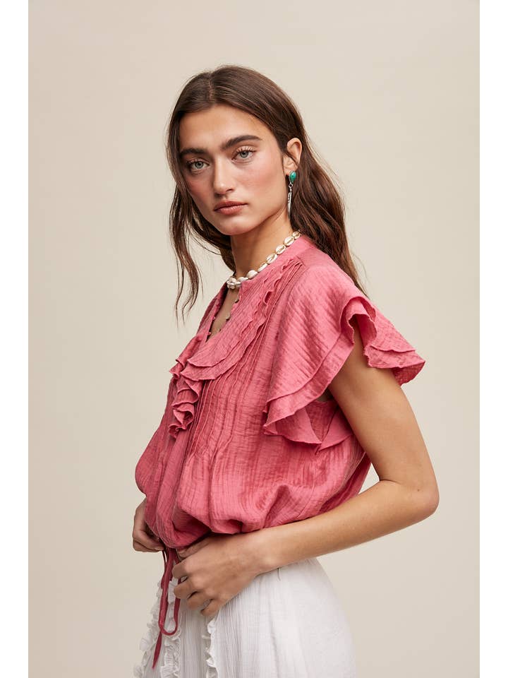Sheer Trend – wholesale Blus - Dam – Blustopp med volangknapp