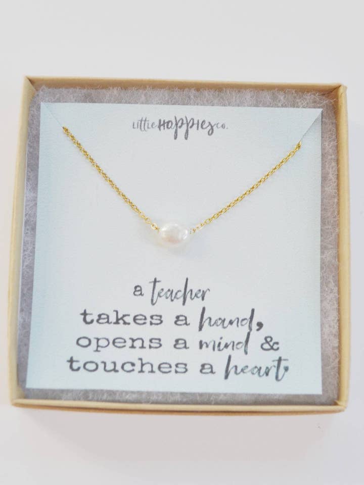 Appreciation Gift, Gift for Teacher, Teacher Necklace, Teacher Thank You Gift, Teacher Jewelry, Thank You Gift, Gifts for Her, Gold Necklace for wholesale by Little Happies Co