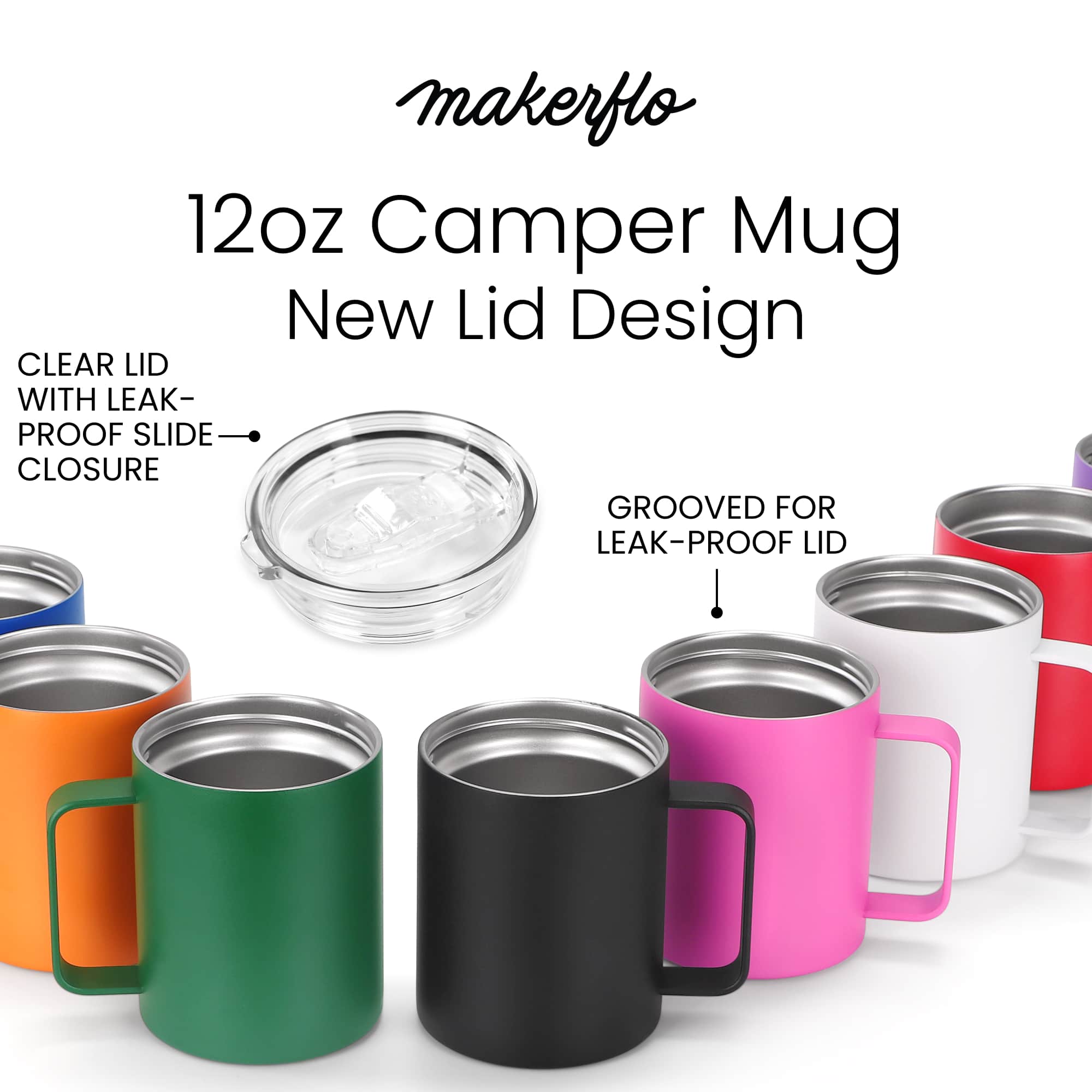 MakerFlo – copos e garrafas térmicas por atacado – Caneca Camper com Revestimento em Pó 12 oz para Gravação a Laser MakerFlo3