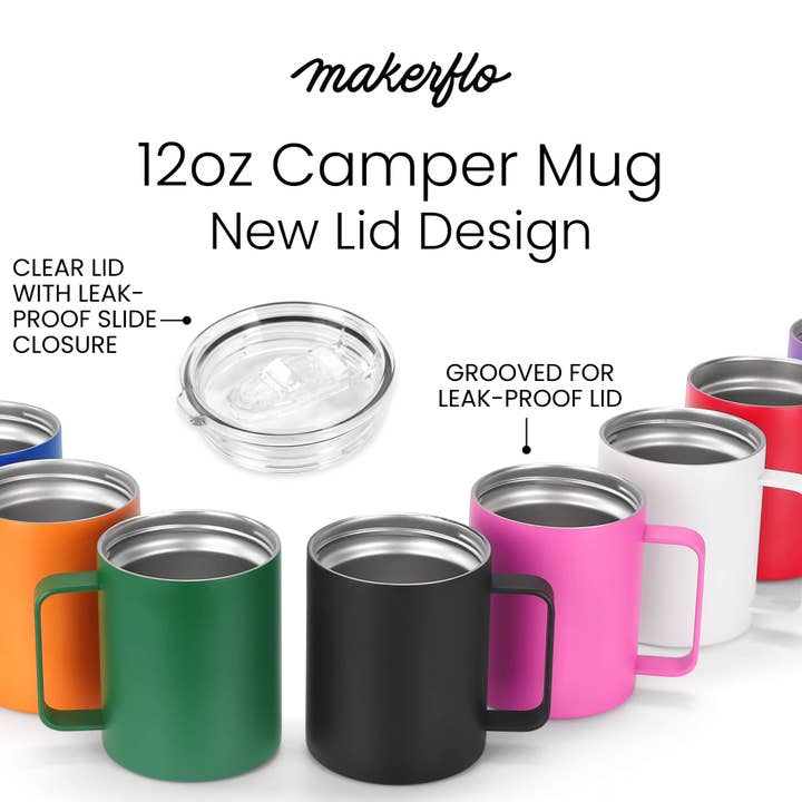MakerFlo - Wholesale Insulated Mug/Tumbler - Makerflo 12oz Powder Coated Camper Mug Craft Laser Engraving3