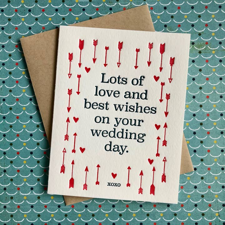 Lucky Bee Press – wholesale Bröllopskort – Arrow Kärlek & Önskar - brevpresskort1