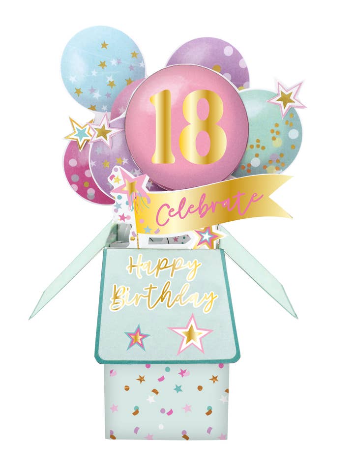 18th Balloons - 3D Pop Up's Greeting Card - Second Nature for wholesale by Second Nature Ltd