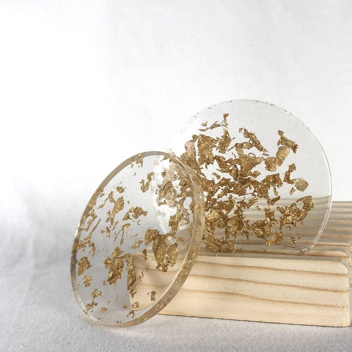 Gold Leaf Glasunderlägg för wholesale av Rooted