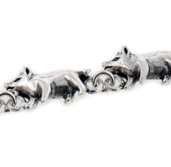 Silver Insanity - Wholesale Link & Chain Bracelet - Detailed Little Pigs Sterling Silver Pig Link 7" Bracelet1