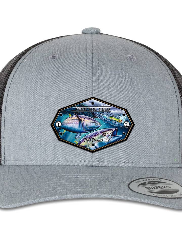 Cappello Snapback Trucker a 6 Pannelli Tonno Bluefin Grigio Mélange/Nero per la vendita all'ingrosso da parte di David Dunleavy