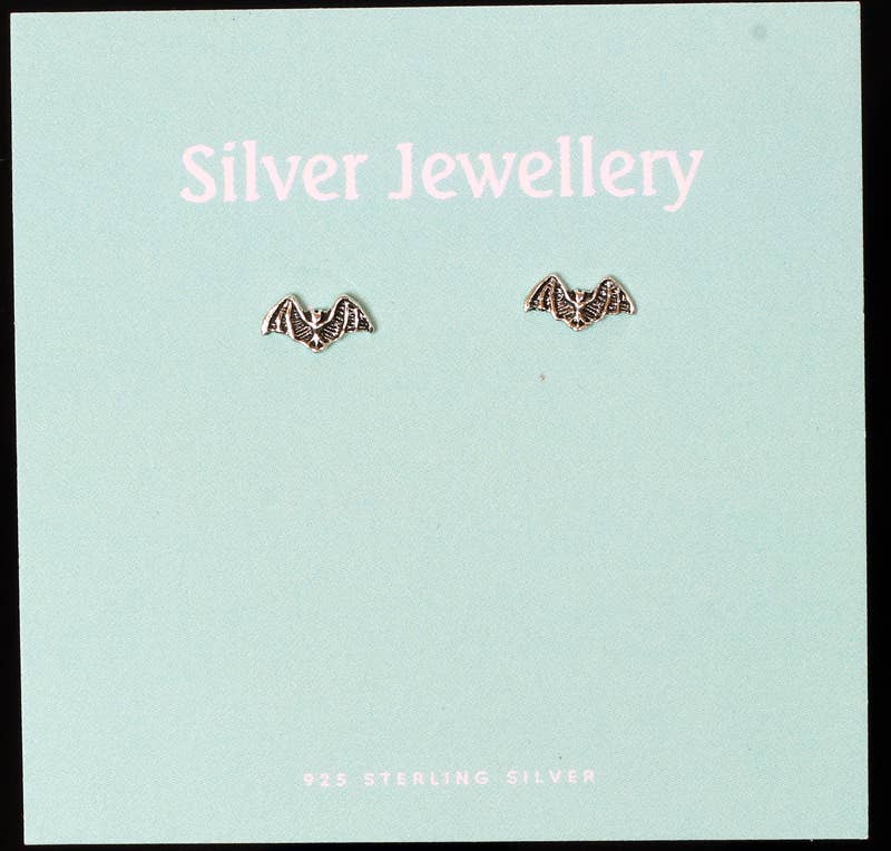 Western Counties Wholesale – wholesale Stud/post earrings – Carded Sterling Silver Bat Stud Earrings0