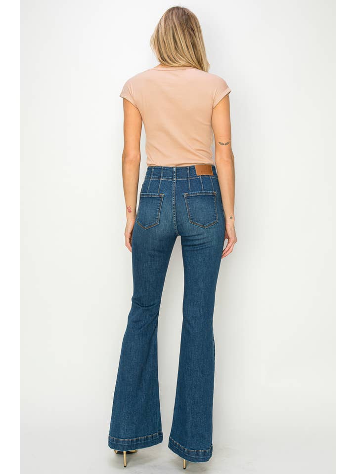 DARK HIGH RISE MODERN FLARE JEANS for wholesale on Faire2