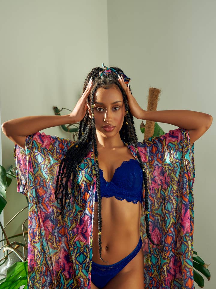 Akila Kimono Wrap Dress - Teal Orchid for wholesale by Furkat & Robbie LLC